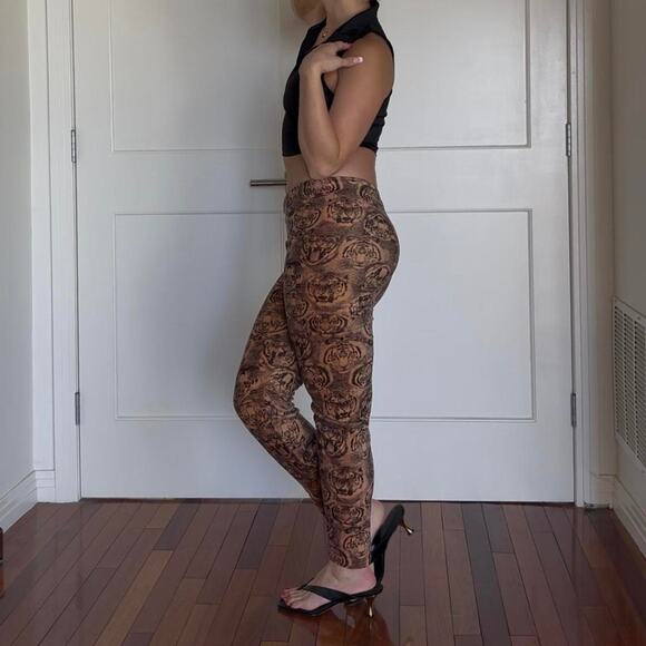 Brown tiger face print soft leggings - Picture 2 of 8